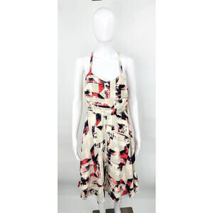NWT 1. State A-Line Sundress Tropical Palm Spaghetti Strap Peekaboo Sides Sz XS